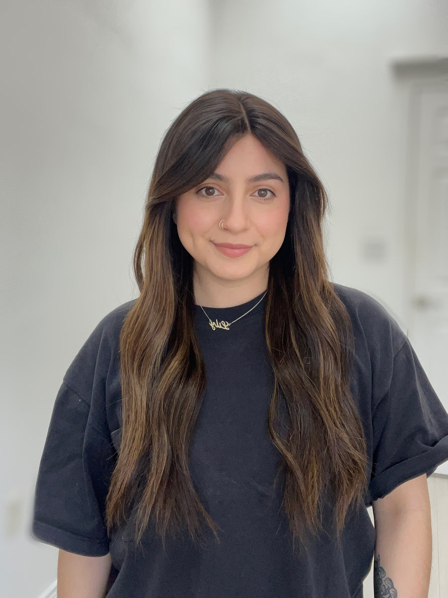 Lu's Wigs Lace Top Wig, "Dimensional Dark Brown with Caramel" (R2105