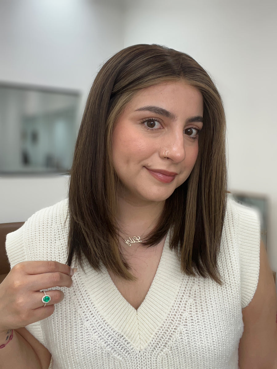 Wigs by Tiffani Lace Wig "Medium Dark Brown Highlighted" (R2085) Silk