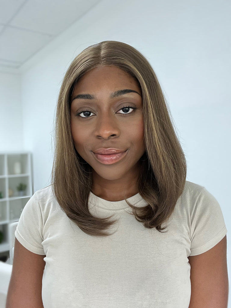 lace top human hair wig - brunette human hair wig - lace top wigs for women - breathable human hair wigs - affordable natural hair wigs - full coverage human hair wigs
