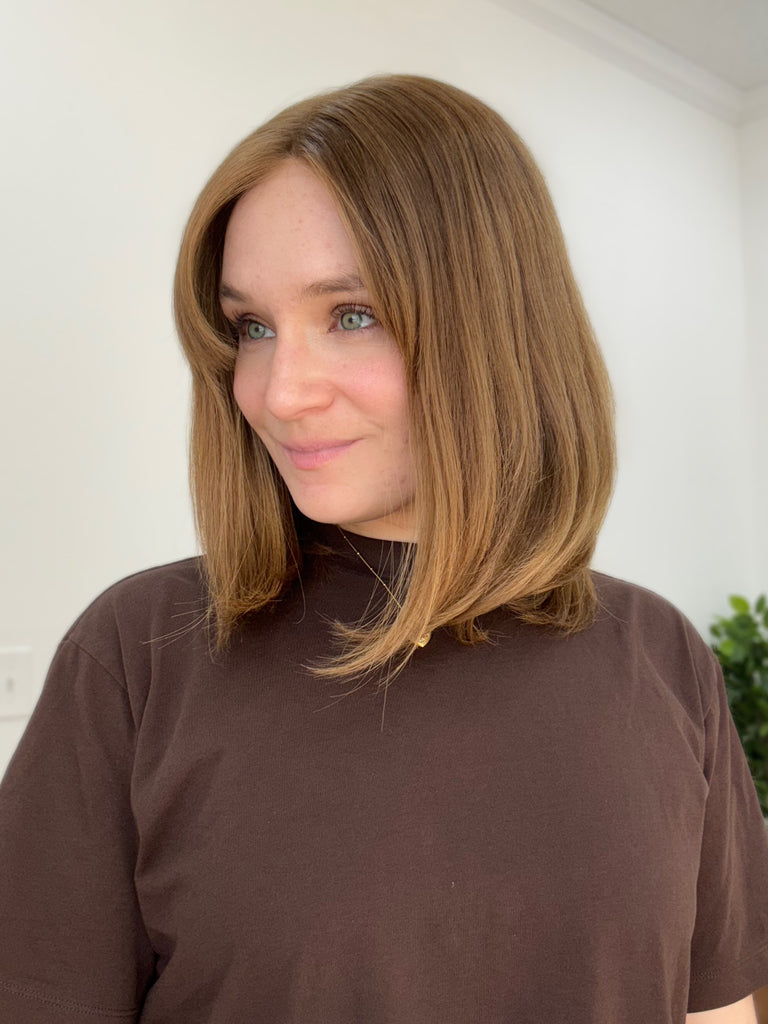 lace top human hair wig - brunette human hair wig - lace top wigs for women - breathable human hair wigs - affordable natural hair wigs - full coverage human hair wigs