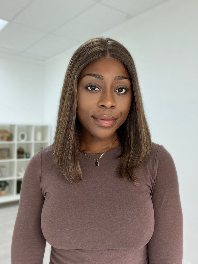 lace top human hair wig - brunette human hair wig - lace top wigs for women - breathable human hair wigs - affordable natural hair wigs - full coverage human hair wigs
