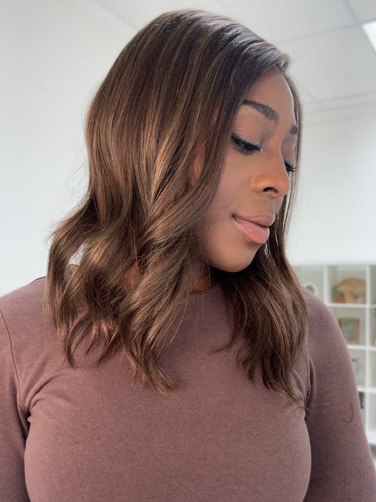 lace top human hair wig - brunette human hair wig - lace top wigs for women - breathable human hair wigs - affordable natural hair wigs - full coverage human hair wigs
