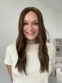 Silk or Lace Closed Lace Topper 2.0 - Miles Mousse Brown With Blonde Highlights 21 Inch Length