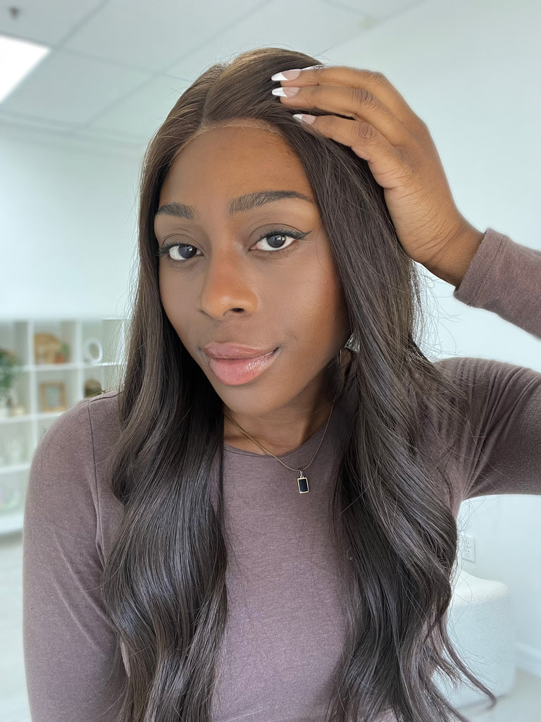 lace top human hair wig - brunette human hair wig - lace top wigs for women - breathable human hair wigs - affordable natural hair wigs - full coverage human hair wigs
