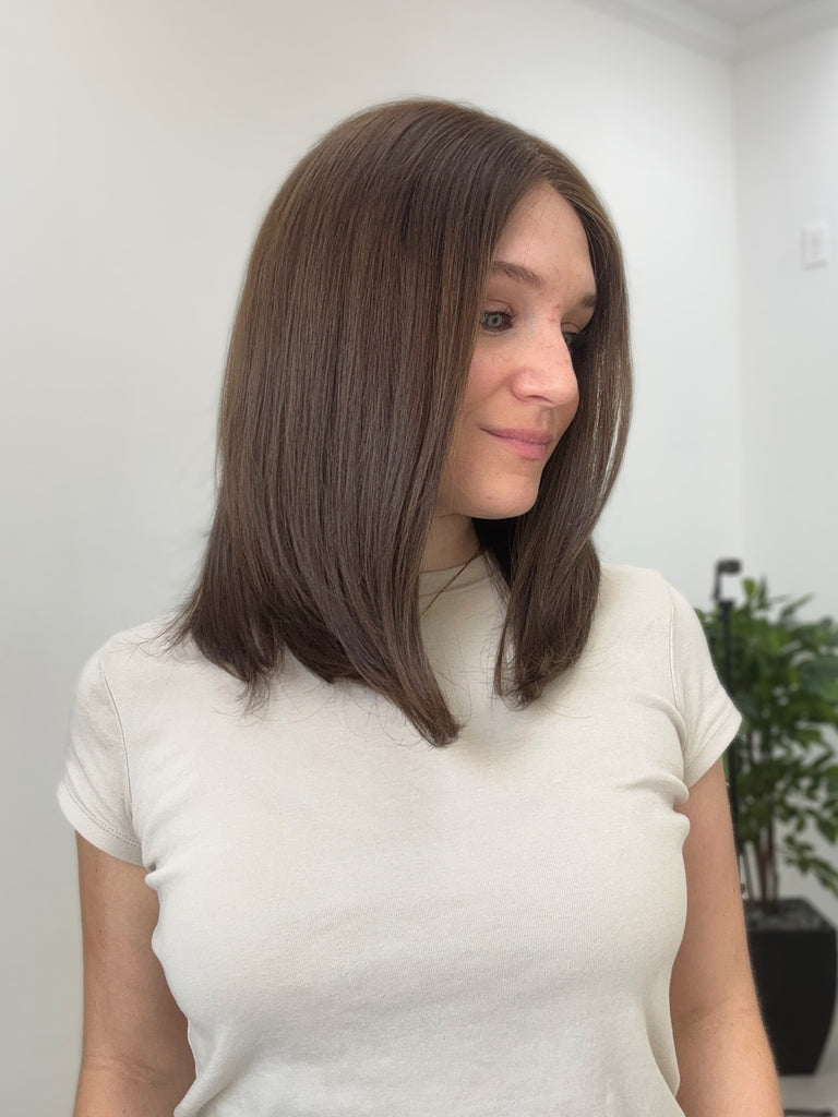  lace top human hair wig - brunette human hair wig - lace top wigs for women - breathable human hair wigs - affordable natural hair wigs - full coverage human hair wigs
