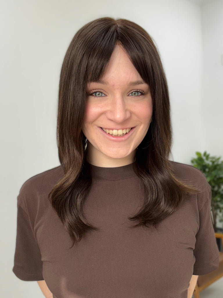  lace top human hair wig - brunette human hair wig - lace top wigs for women - breathable human hair wigs - affordable natural hair wigs - full coverage human hair wigs

