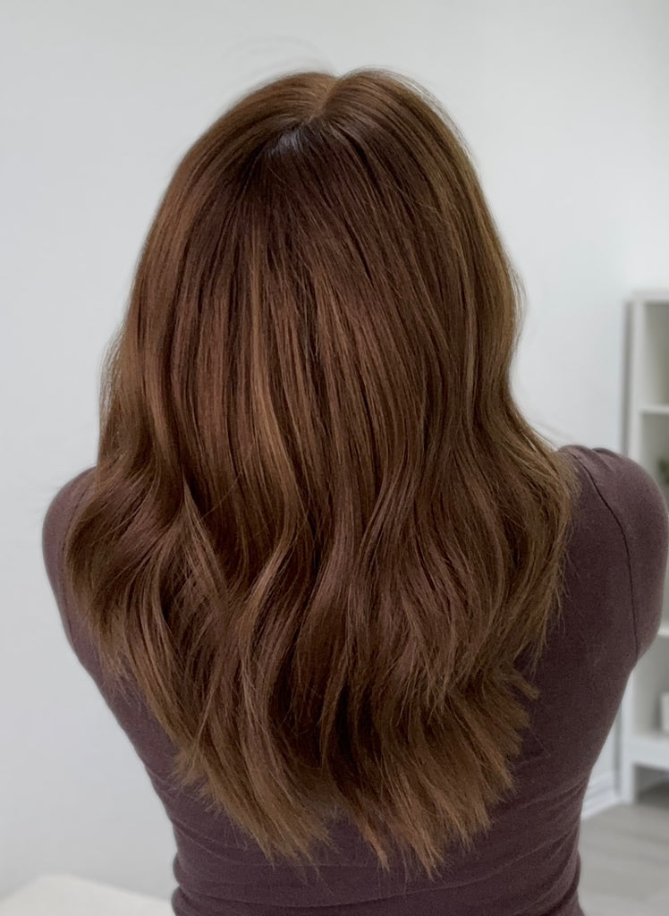  lace top human hair wig - brunette human hair wig - lace top wigs for women - breathable human hair wigs - affordable natural hair wigs - full coverage human hair wigs