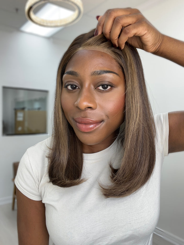  lace top human hair wig - brunette human hair wig - lace top wigs for women - breathable human hair wigs - affordable natural hair wigs - full coverage human hair wigs