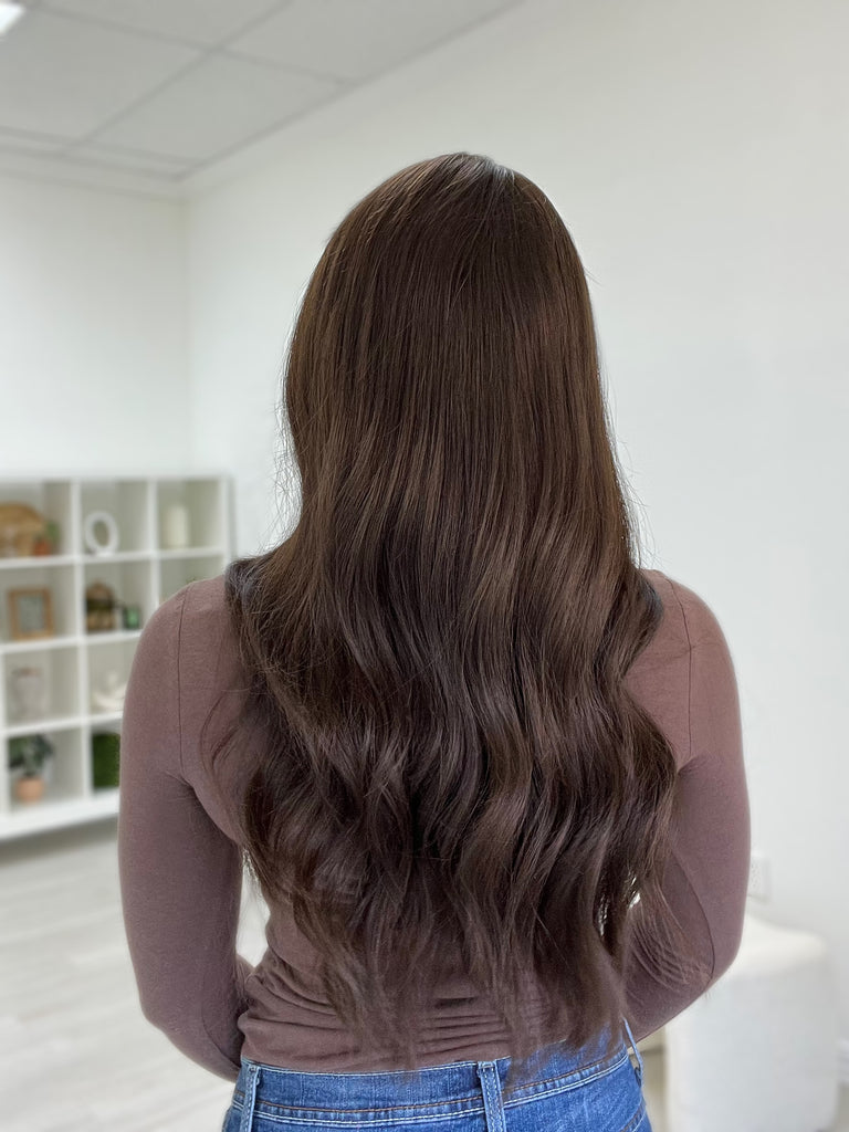 lace top human hair wig - brunette human hair wig - lace top wigs for women - breathable human hair wigs - affordable natural hair wigs - full coverage human hair wigs
