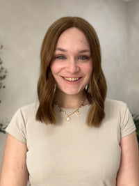 Silk or Lace Closed Lace Topper 2.0 - Rory Medium Brown With Highlights 14 Inch Length