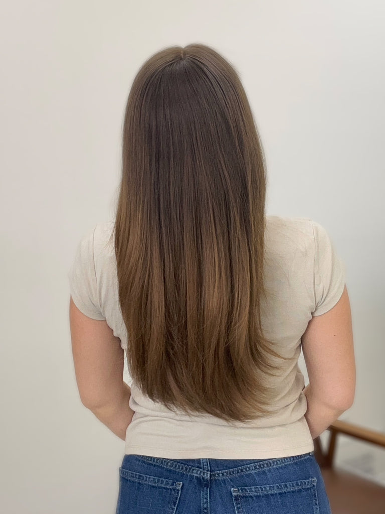  lace top human hair wig - brunette human hair wig - lace top wigs for women - breathable human hair wigs - affordable natural hair wigs - full coverage human hair wigs