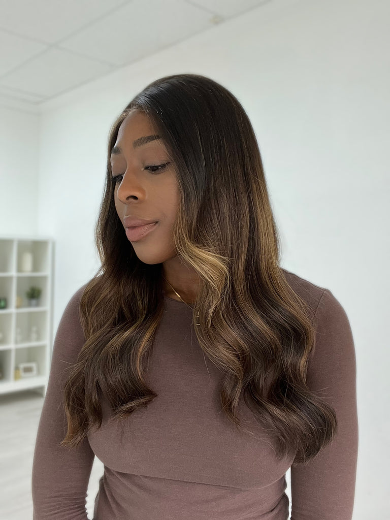 lace top human hair wig - brunette human hair wig - lace top wigs for women - breathable human hair wigs - affordable natural hair wigs - full coverage human hair wigs
