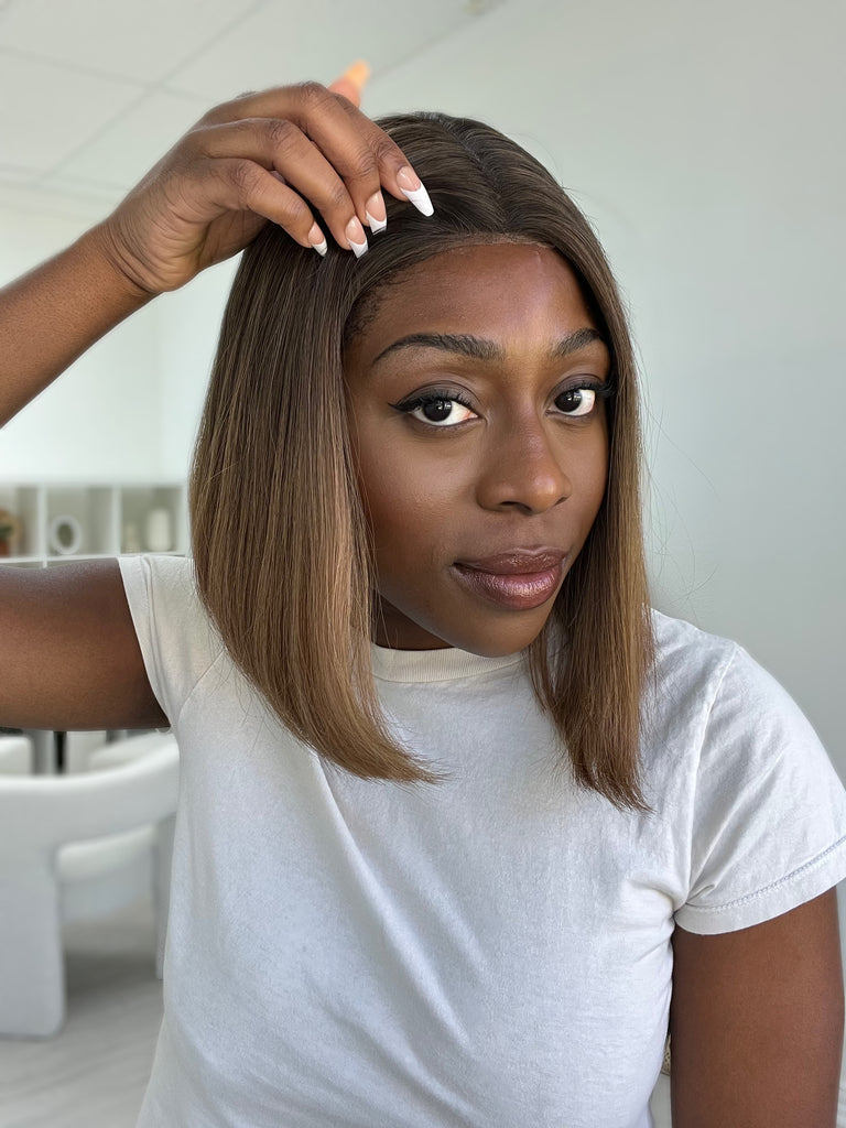 lace top human hair wig - brunette human hair wig - lace top wigs for women - breathable human hair wigs - affordable natural hair wigs - full coverage human hair wigs
