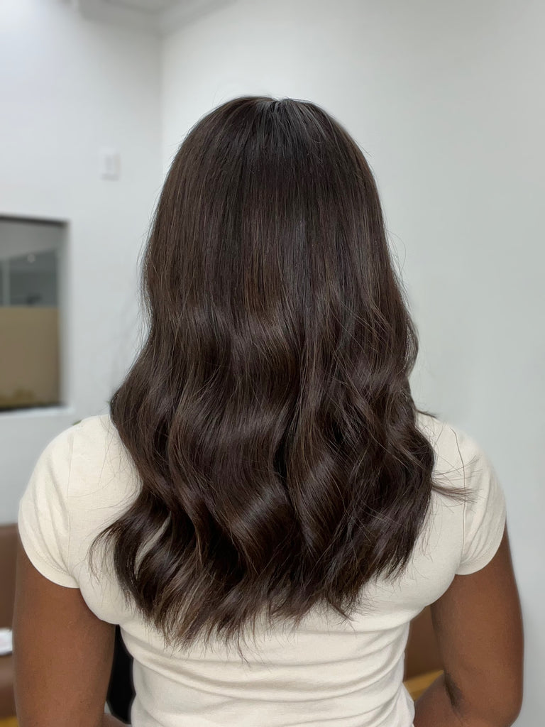 lace top human hair wig - brunette human hair wig - lace top wigs for women - breathable human hair wigs - affordable natural hair wigs - full coverage human hair wigs
