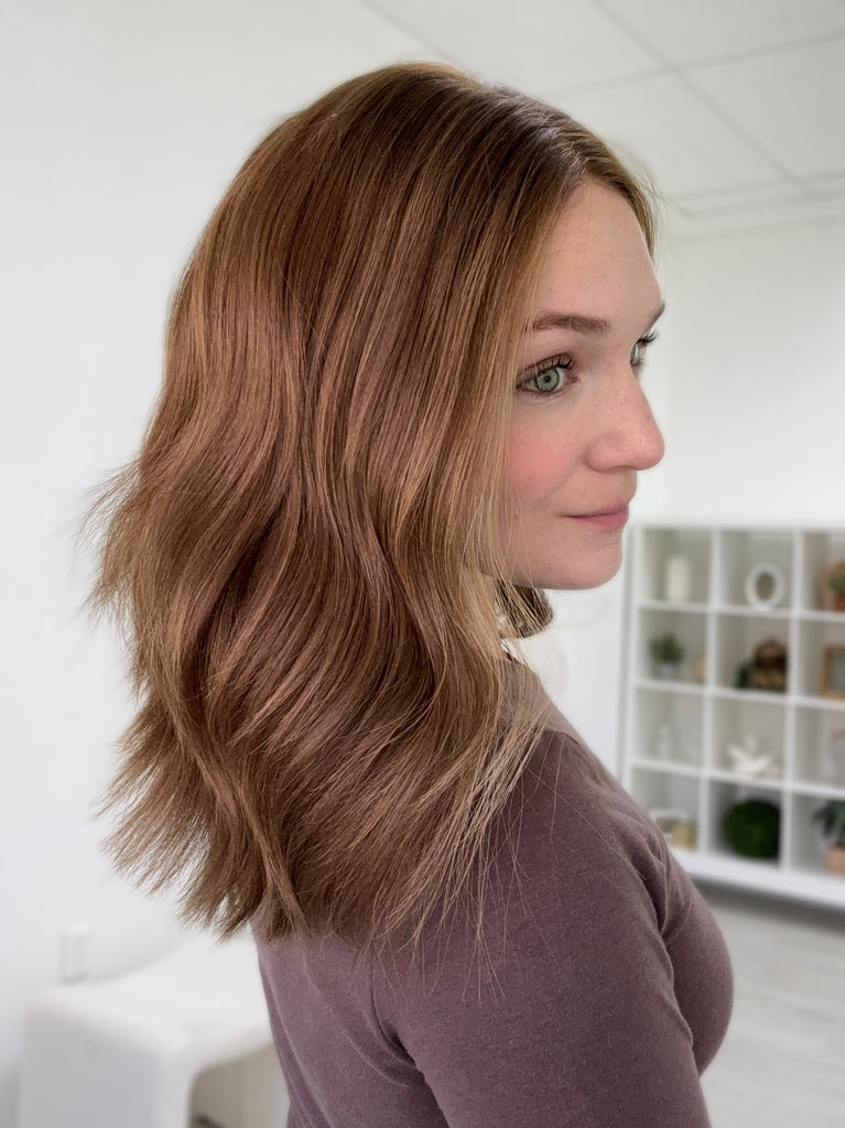  lace top human hair wig - brunette human hair wig - lace top wigs for women - breathable human hair wigs - affordable natural hair wigs - full coverage human hair wigs