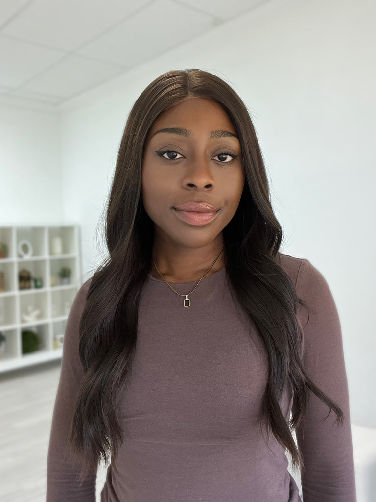 lace top human hair wig - brunette human hair wig - lace top wigs for women - breathable human hair wigs - affordable natural hair wigs - full coverage human hair wigs
