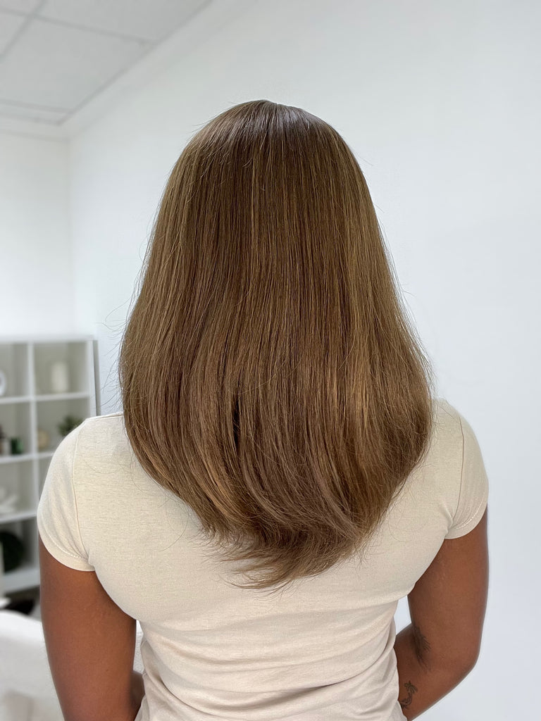 lace top human hair wig - brunette human hair wig - lace top wigs for women - breathable human hair wigs - affordable natural hair wigs - full coverage human hair wigs
