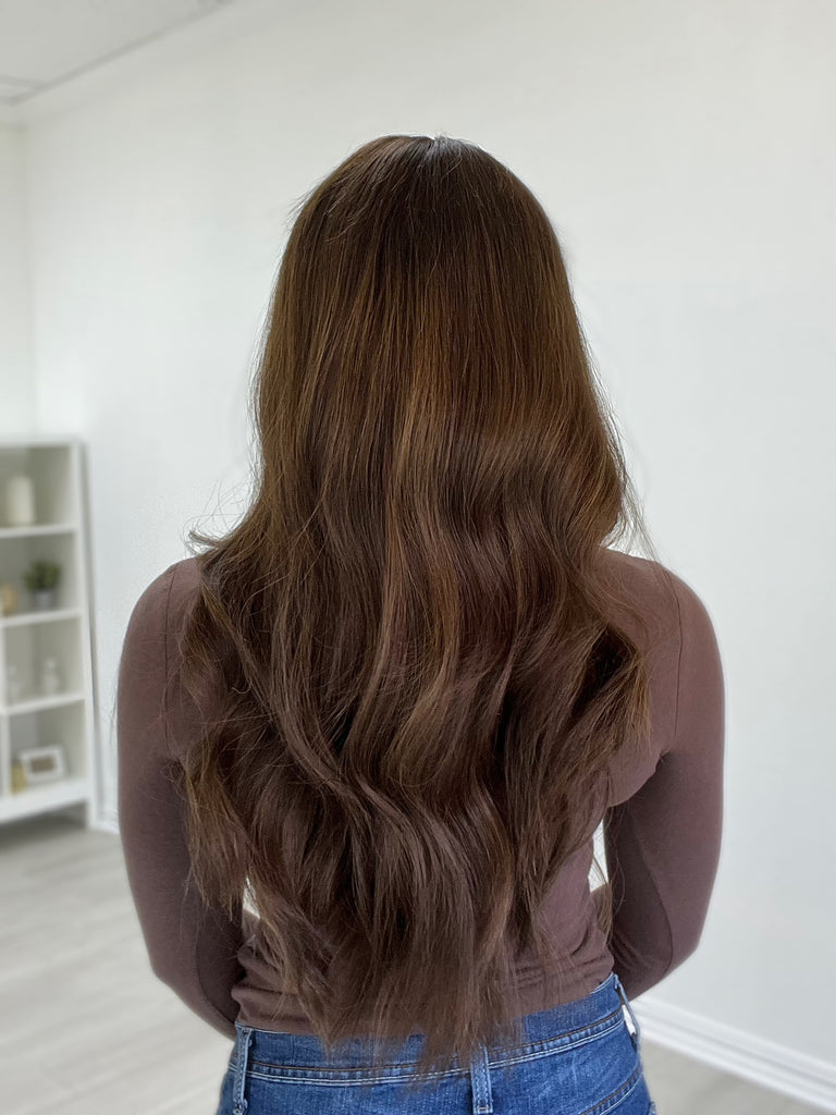 lace top human hair wig - brunette human hair wig - lace top wigs for women - breathable human hair wigs - affordable natural hair wigs - full coverage human hair wigs
