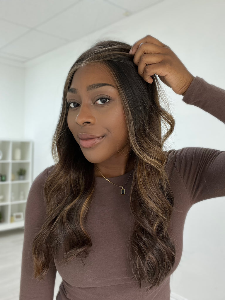 lace top human hair wig - brunette human hair wig - lace top wigs for women - breathable human hair wigs - affordable natural hair wigs - full coverage human hair wigs
