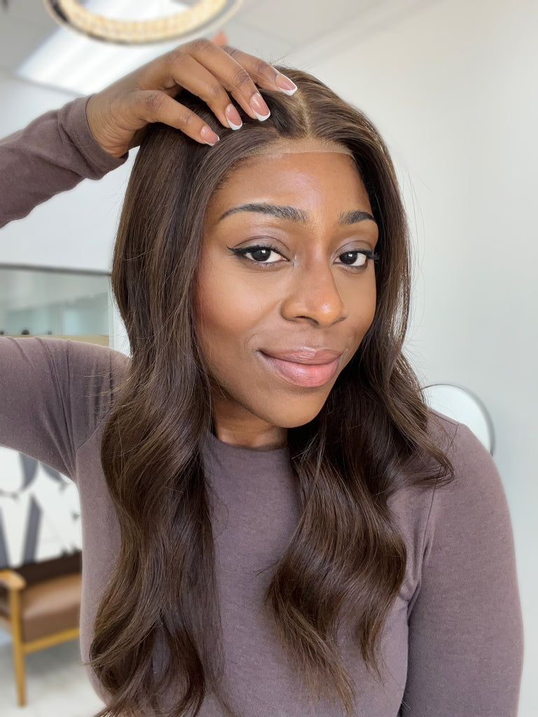 lace top human hair wig - brunette human hair wig - lace top wigs for women - breathable human hair wigs - affordable natural hair wigs - full coverage human hair wigs