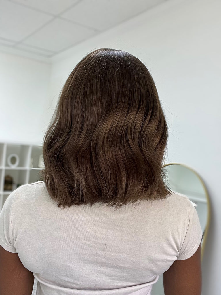  lace top human hair wig - brunette human hair wig - lace top wigs for women - breathable human hair wigs - affordable natural hair wigs - full coverage human hair wigs
