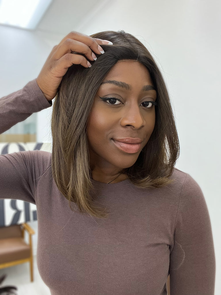 lace top human hair wig - brunette human hair wig - lace top wigs for women - breathable human hair wigs - affordable natural hair wigs - full coverage human hair wigs
