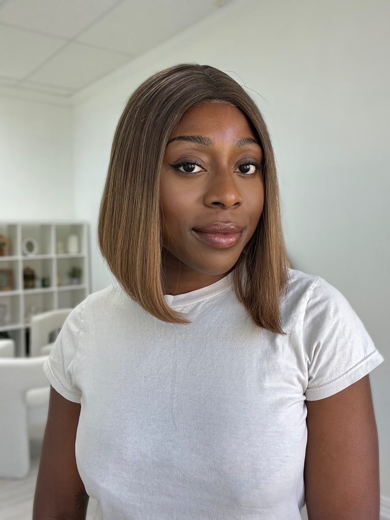 lace top human hair wig - brunette human hair wig - lace top wigs for women - breathable human hair wigs - affordable natural hair wigs - full coverage human hair wigs
