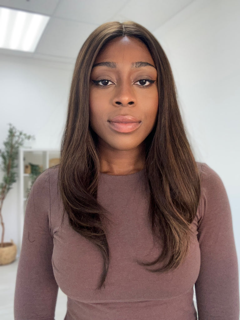 lace top human hair wig - brunette human hair wig - lace top wigs for women - breathable human hair wigs - affordable natural hair wigs - full coverage human hair wigs
