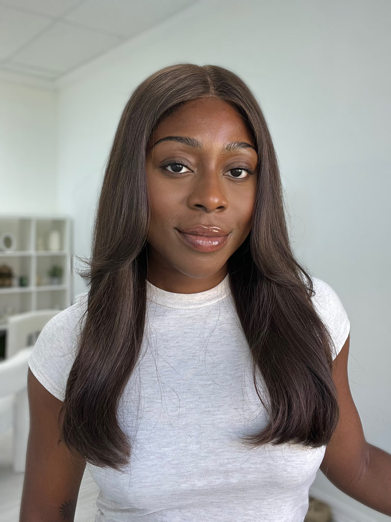 lace top human hair wig - brunette human hair wig - lace top wigs for women - breathable human hair wigs - affordable natural hair wigs - full coverage human hair wigs
