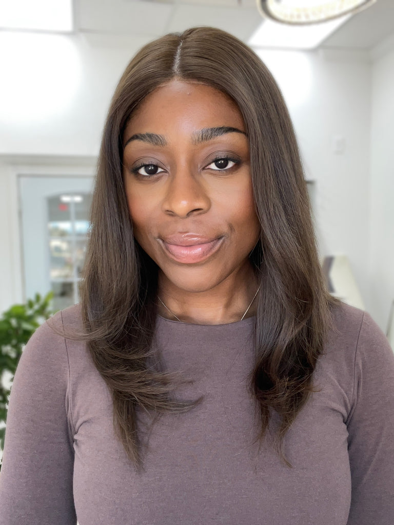 lace top human hair wig - brunette human hair wig - lace top wigs for women - breathable human hair wigs - affordable natural hair wigs - full coverage human hair wigs
