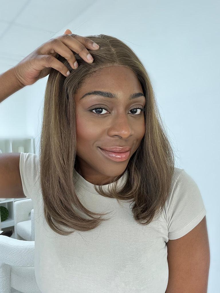 lace top human hair wig - brunette human hair wig - lace top wigs for women - breathable human hair wigs - affordable natural hair wigs - full coverage human hair wigs
