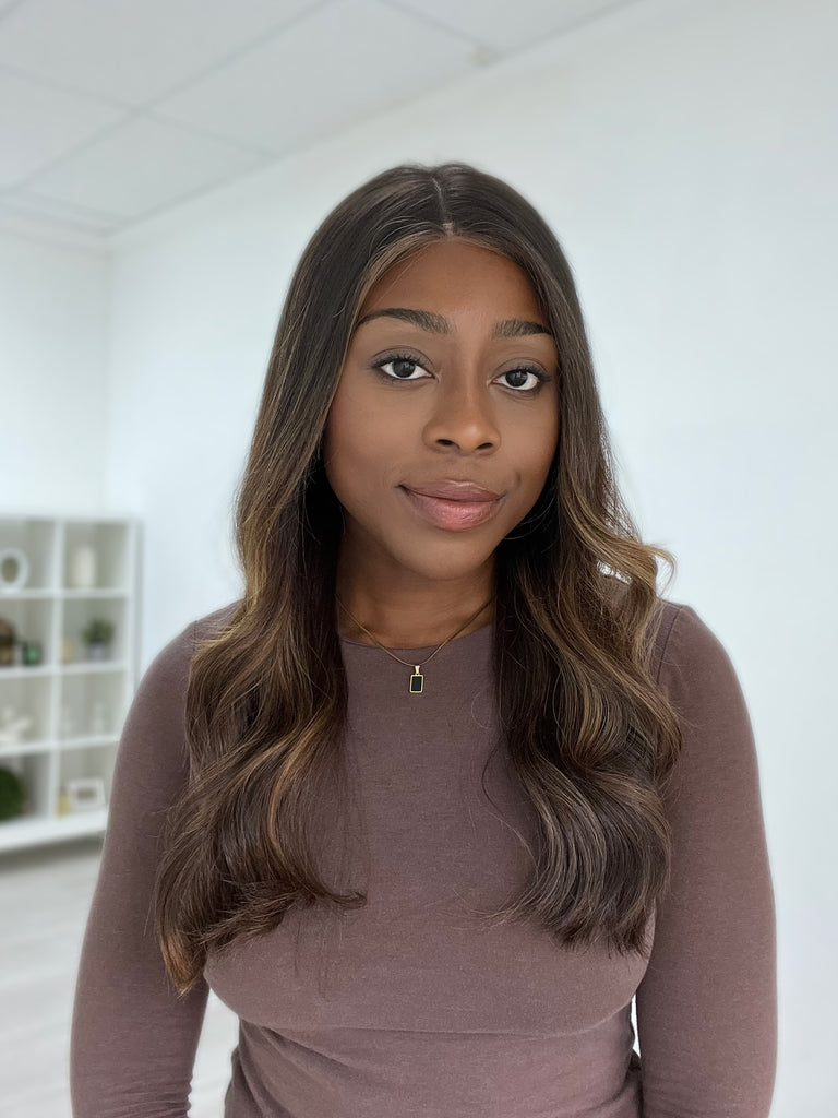 lace top human hair wig - brunette human hair wig - lace top wigs for women - breathable human hair wigs - affordable natural hair wigs - full coverage human hair wigs
