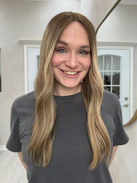 Silk or Lace Closed Lace Topper 2.0 - Adele Rooted Dirty Blonde With Highlights 21 Inch Length