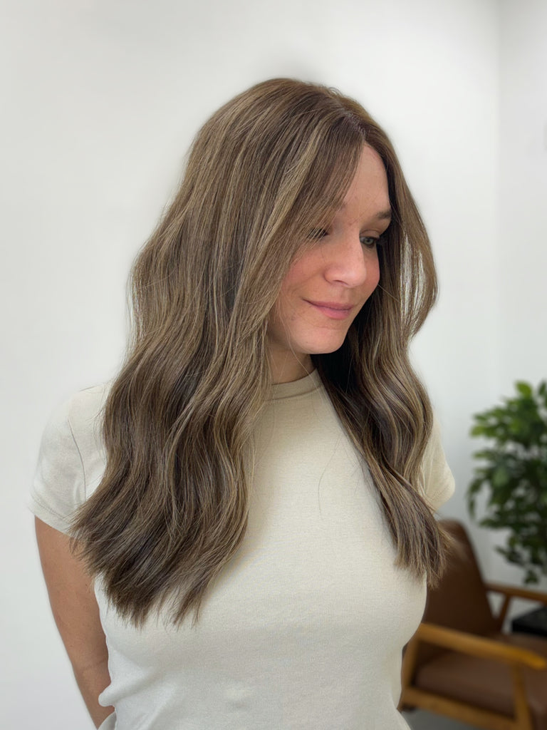 lace top human hair wig - brunette human hair wig - lace top wigs for women - breathable human hair wigs - affordable natural hair wigs - full coverage human hair wigs