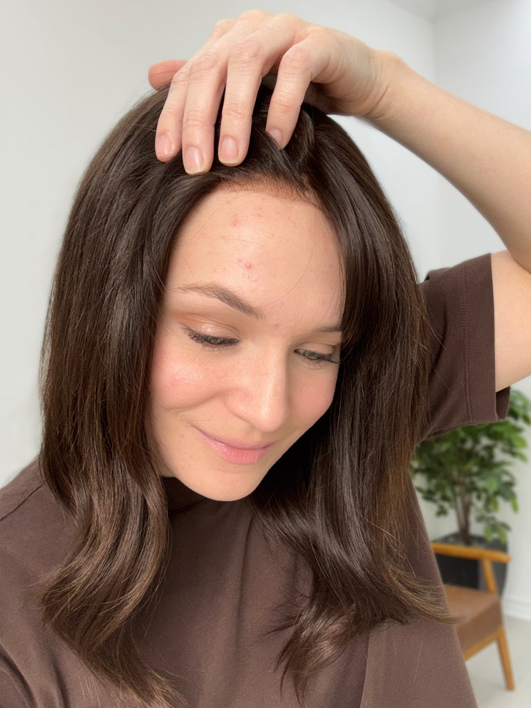  lace top human hair wig - brunette human hair wig - lace top wigs for women - breathable human hair wigs - affordable natural hair wigs - full coverage human hair wigs

