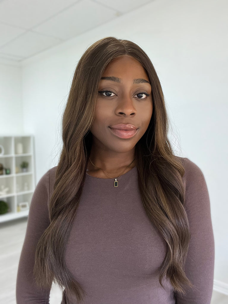 lace top human hair wig - brunette human hair wig - lace top wigs for women - breathable human hair wigs - affordable natural hair wigs - full coverage human hair wigs
