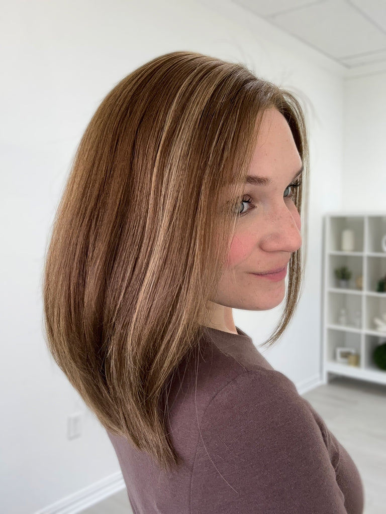  lace top human hair wig - brunette human hair wig - lace top wigs for women - breathable human hair wigs - affordable natural hair wigs - full coverage human hair wigs
