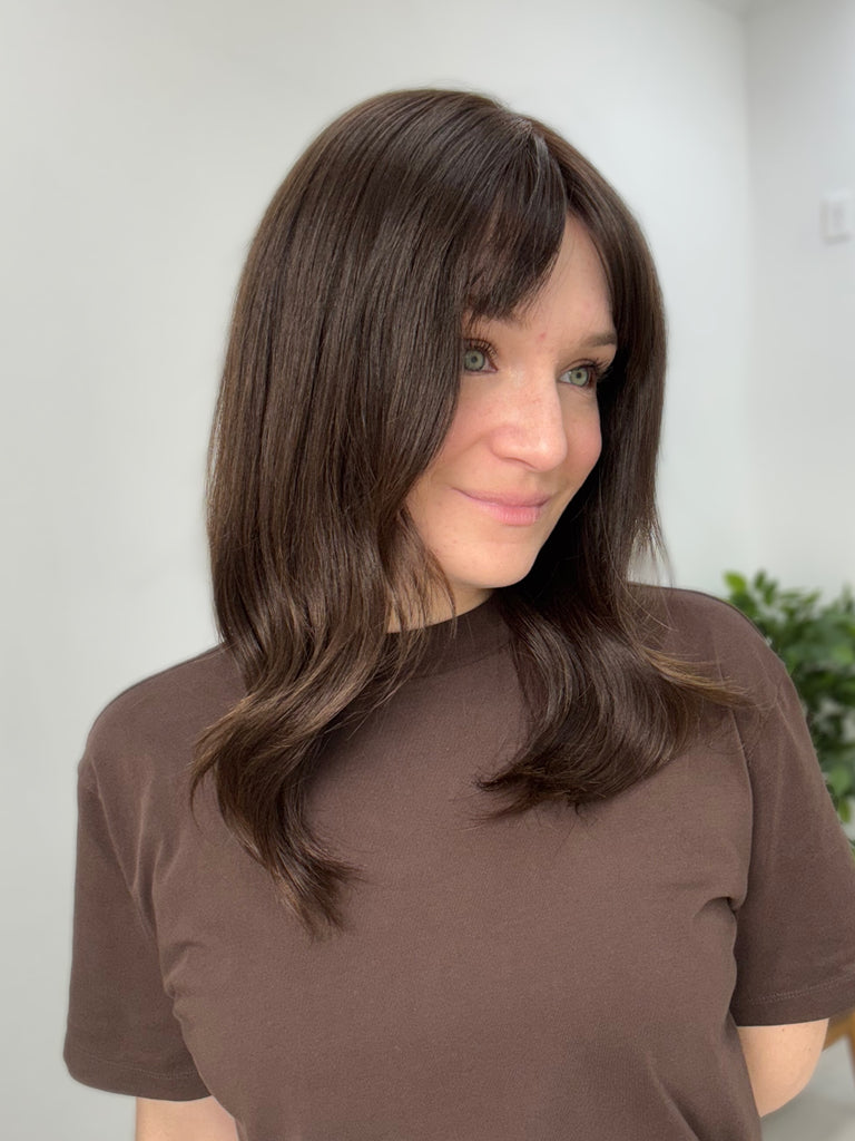  lace top human hair wig - brunette human hair wig - lace top wigs for women - breathable human hair wigs - affordable natural hair wigs - full coverage human hair wigs

