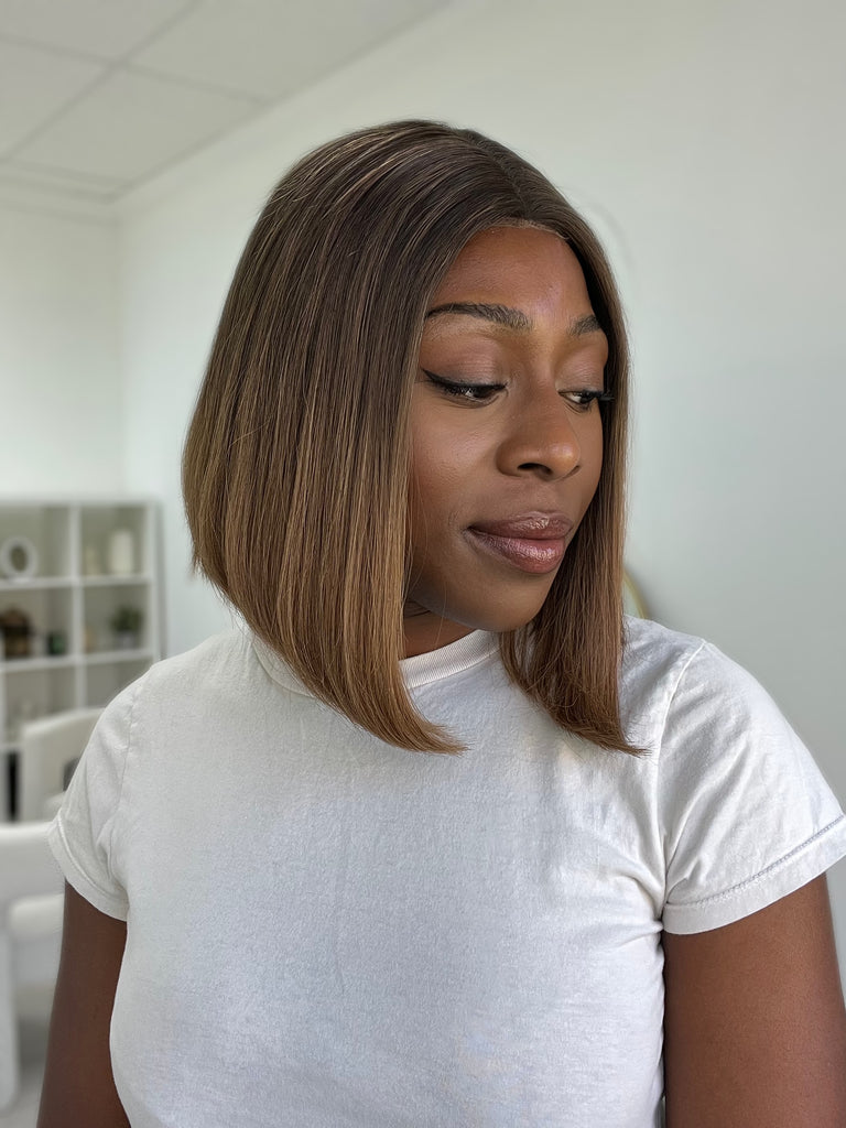 lace top human hair wig - brunette human hair wig - lace top wigs for women - breathable human hair wigs - affordable natural hair wigs - full coverage human hair wigs

