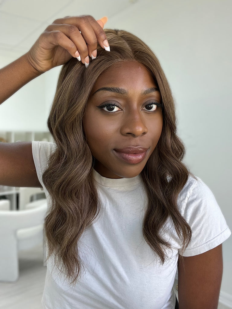 lace top human hair wig - brunette human hair wig - lace top wigs for women - breathable human hair wigs - affordable natural hair wigs - full coverage human hair wigs

