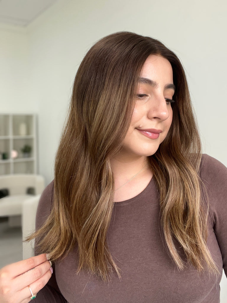 lace top human hair wig - brunette human hair wig - lace top wigs for women - breathable human hair wigs - affordable natural hair wigs - full coverage human hair wigs
