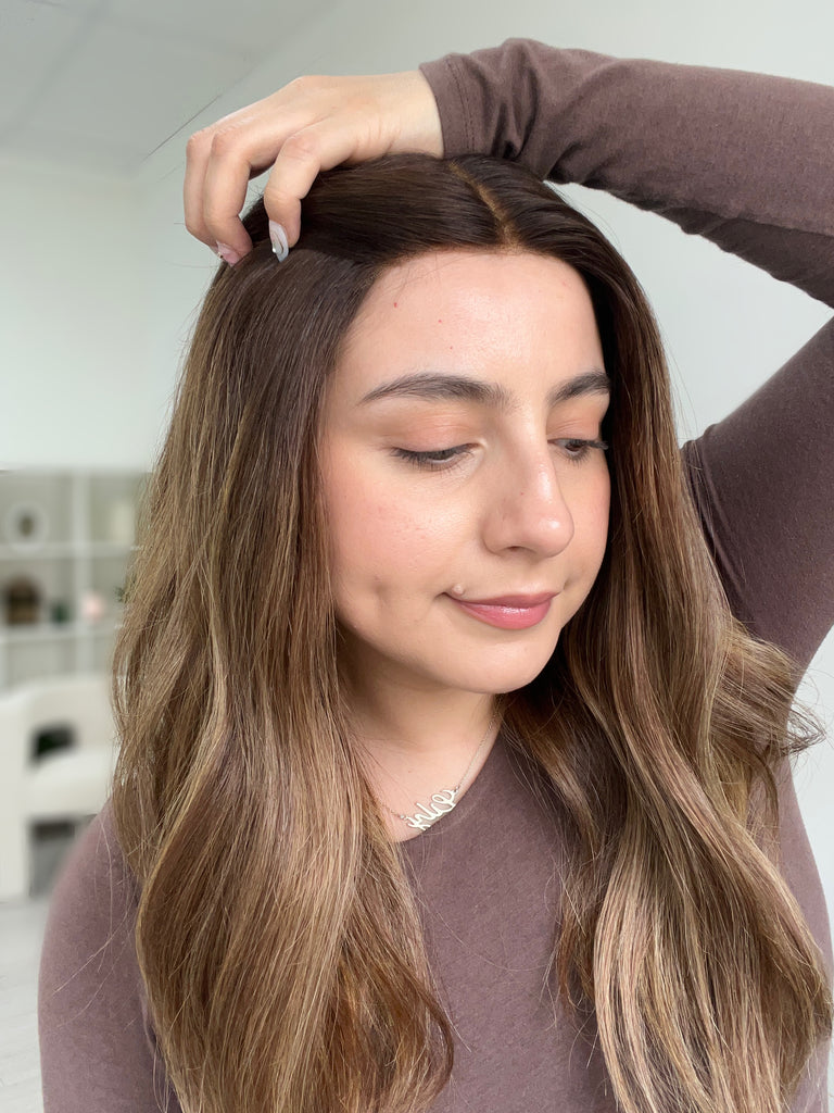 lace top human hair wig - brunette human hair wig - lace top wigs for women - breathable human hair wigs - affordable natural hair wigs - full coverage human hair wigs
