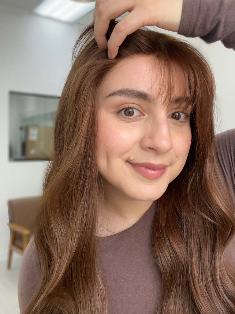 lace top human hair wig - brunette human hair wig - lace top wigs for women - breathable human hair wigs - affordable natural hair wigs - full coverage human hair wigs
