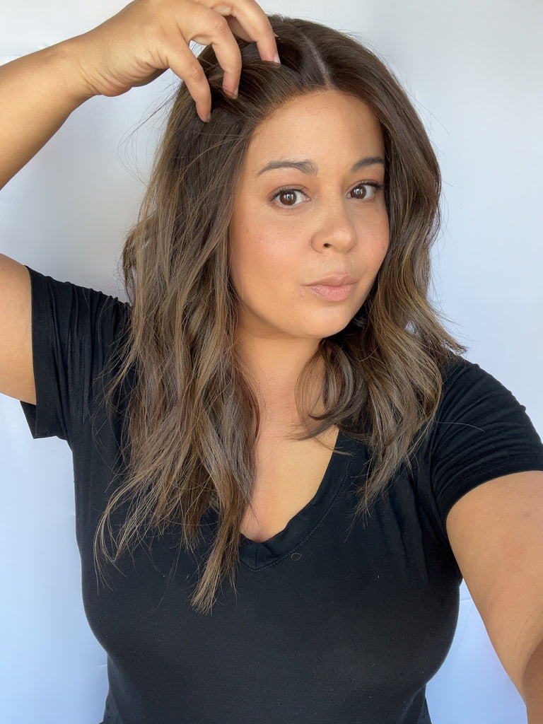 Highline Lace Top Wig, "Medium Dark Brown with Highlights" (R1754) - Silk or Lace