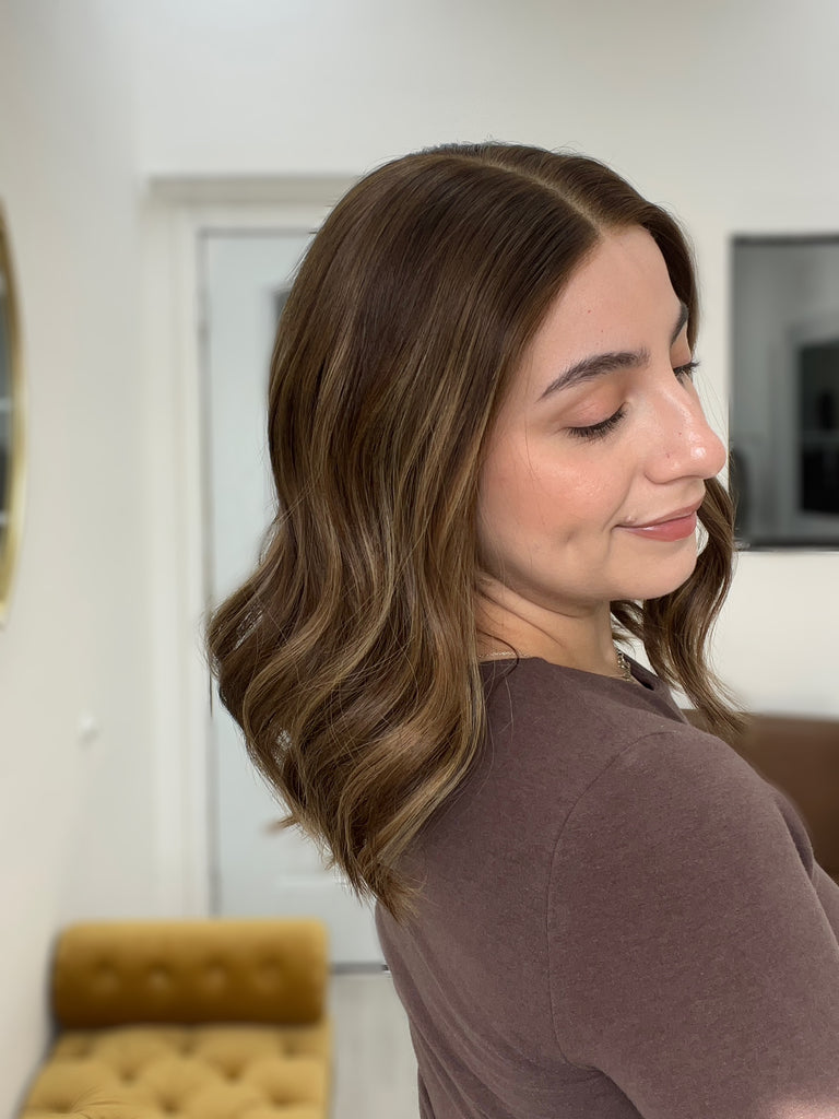 lace top human hair wig - brunette human hair wig - lace top wigs for women - breathable human hair wigs - affordable natural hair wigs - full coverage human hair wigs