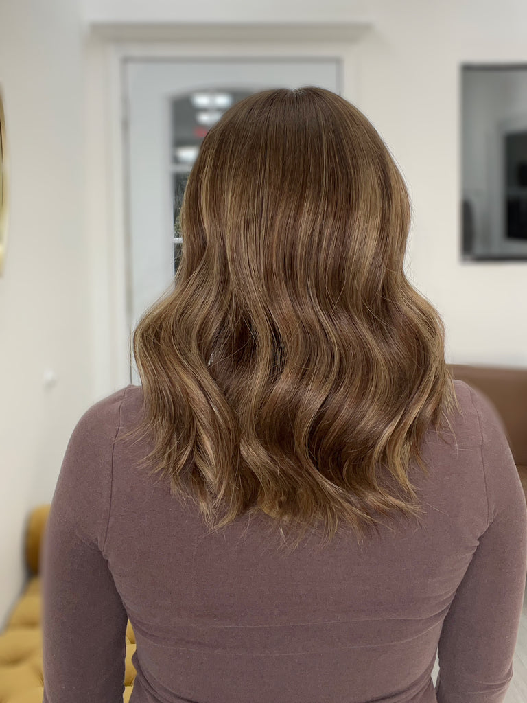 lace top human hair wig - brunette human hair wig - lace top wigs for women - breathable human hair wigs - affordable natural hair wigs - full coverage human hair wigs