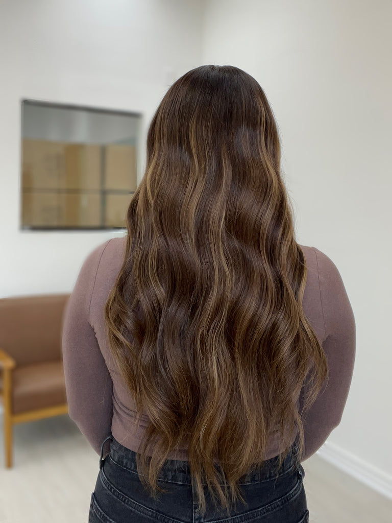 lace top human hair wig - brunette human hair wig - lace top wigs for women - breathable human hair wigs - affordable natural hair wigs - full coverage human hair wigs