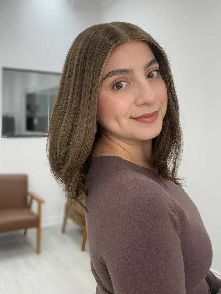 lace top human hair wig - brunette human hair wig - lace top wigs for women - breathable human hair wigs - affordable natural hair wigs - full coverage human hair wigs