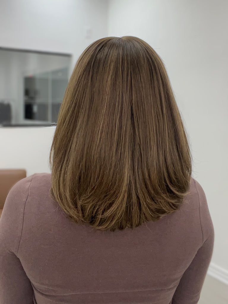 lace top human hair wig - brunette human hair wig - lace top wigs for women - breathable human hair wigs - affordable natural hair wigs - full coverage human hair wigs