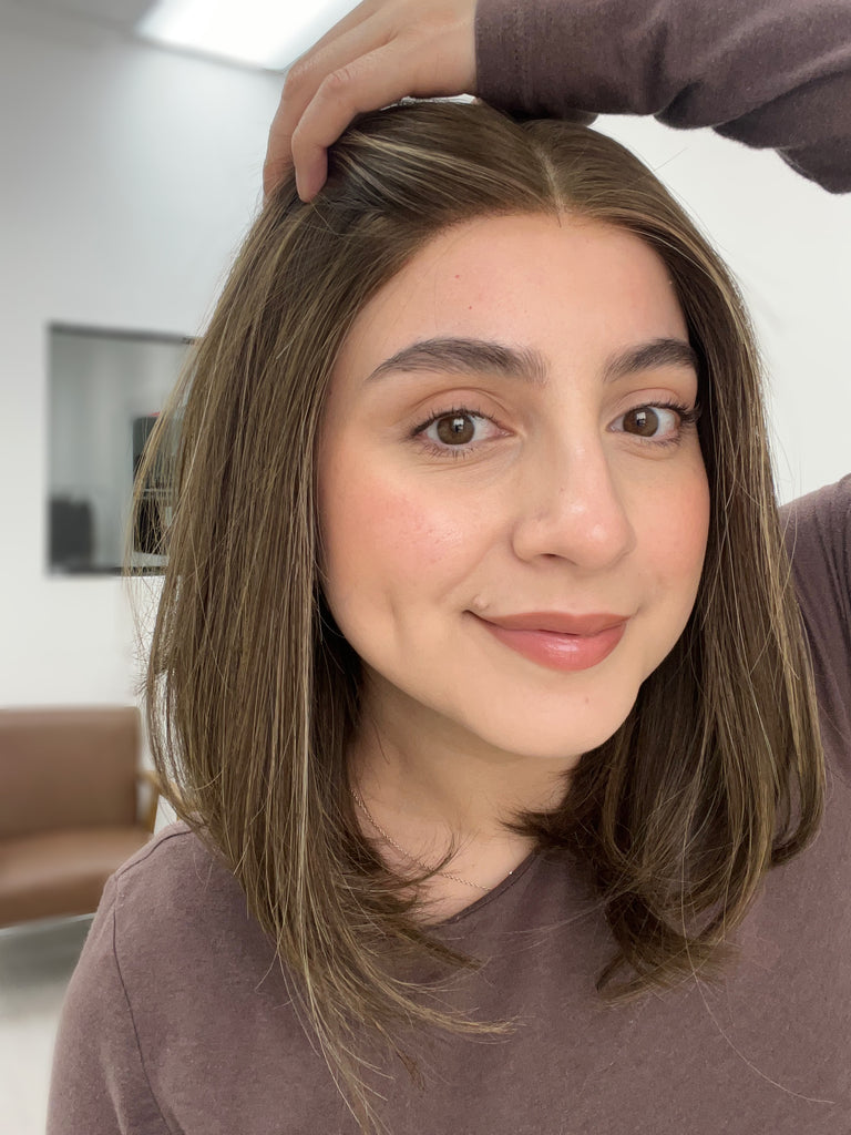 lace top human hair wig - brunette human hair wig - lace top wigs for women - breathable human hair wigs - affordable natural hair wigs - full coverage human hair wigs